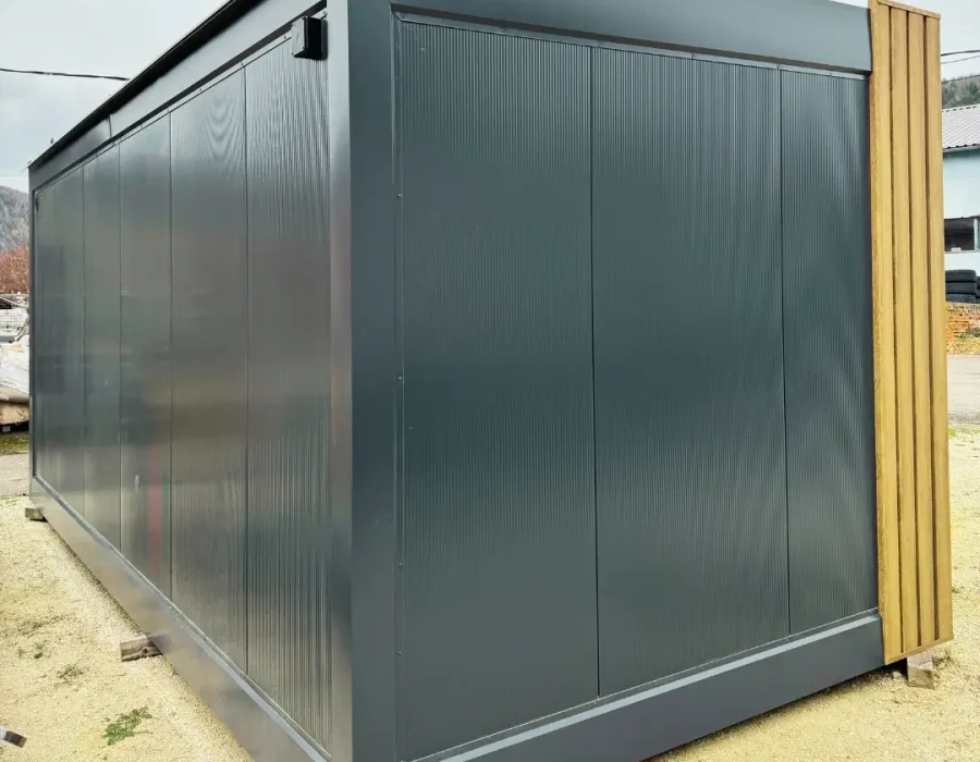 mobilná stavba skladom pohľad zvonku